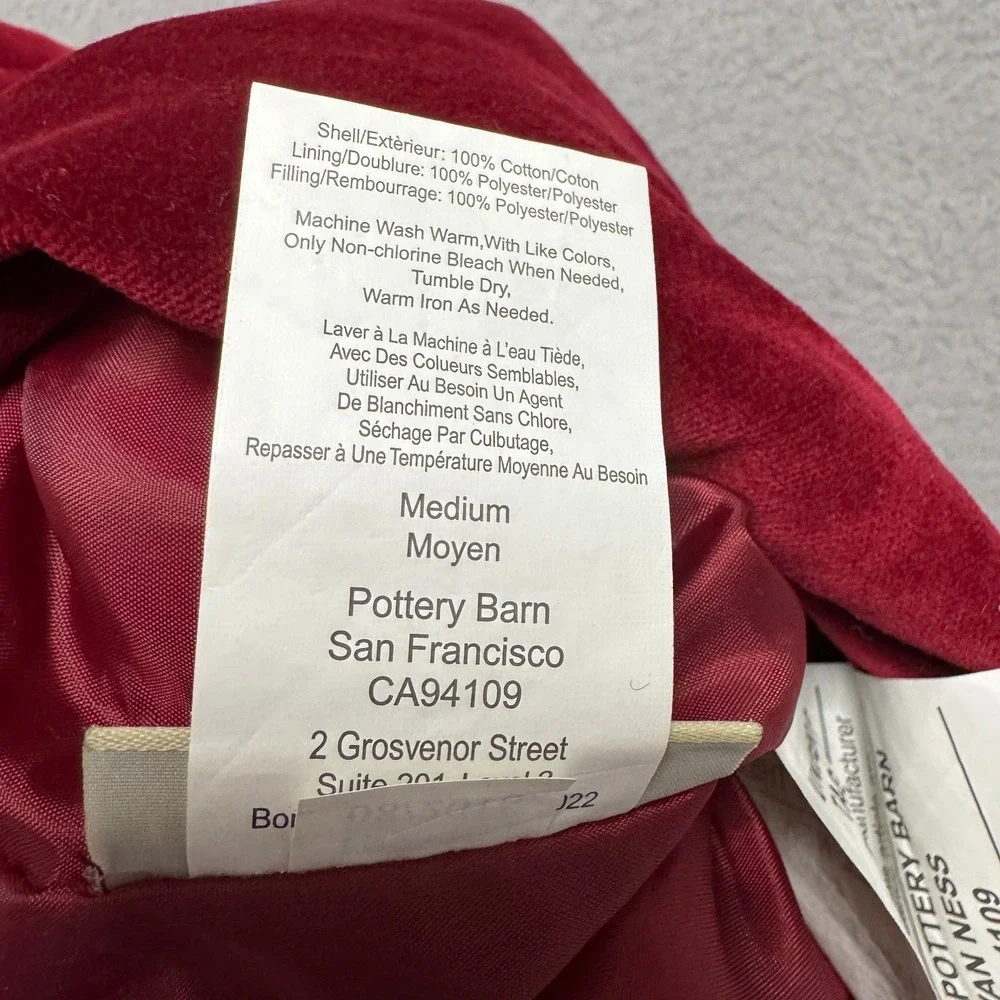 Pottery Barn Christmas‎ Stocking Quilted Velvet Burgundy Red